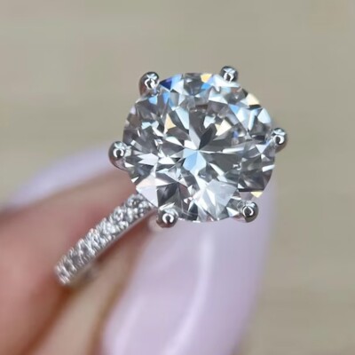 3.67 TCW Round Cut Moissanite Gorgeous Engagement Ring 14K White Gold Plated