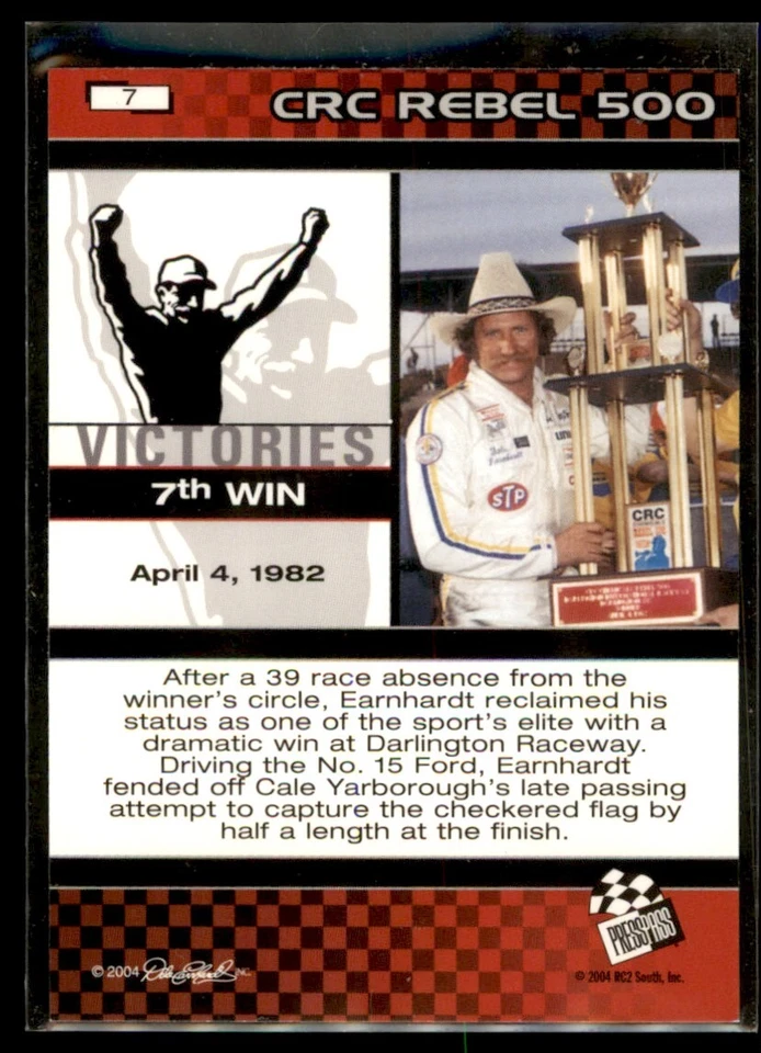 2004 Press Pass The Legacy Victories Dale Earnhardt Darlington 1982 #7 - Image 2 of 2