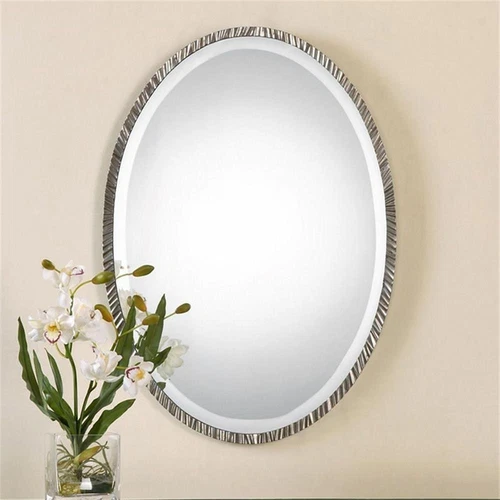 Uttermost Annadel Oval Metal and MDF Wood Wall Mirror in Nickel - Picture 3 of 6