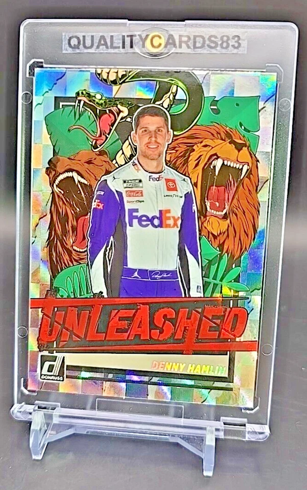 DENNY HAMLIN 2023 DONRUSS UNLEASHED CHECKERS RETAIL PARALLEL WITH CASE NASCAR - Image 2 of 4