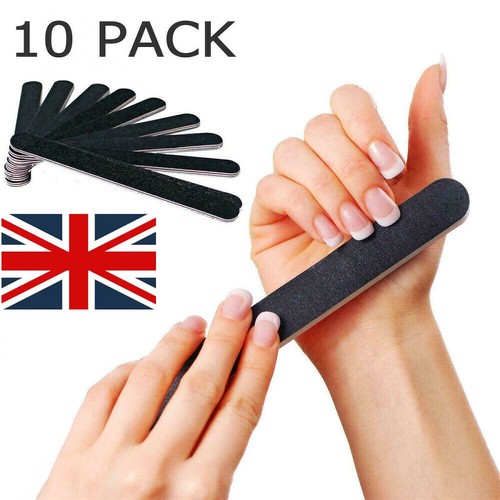 10x DOUBLE SIDED NAIL EMERY BOARD CURVED BOOMERANG NAIL FILE SET 100/180 GRIT` - Picture 3 of 13