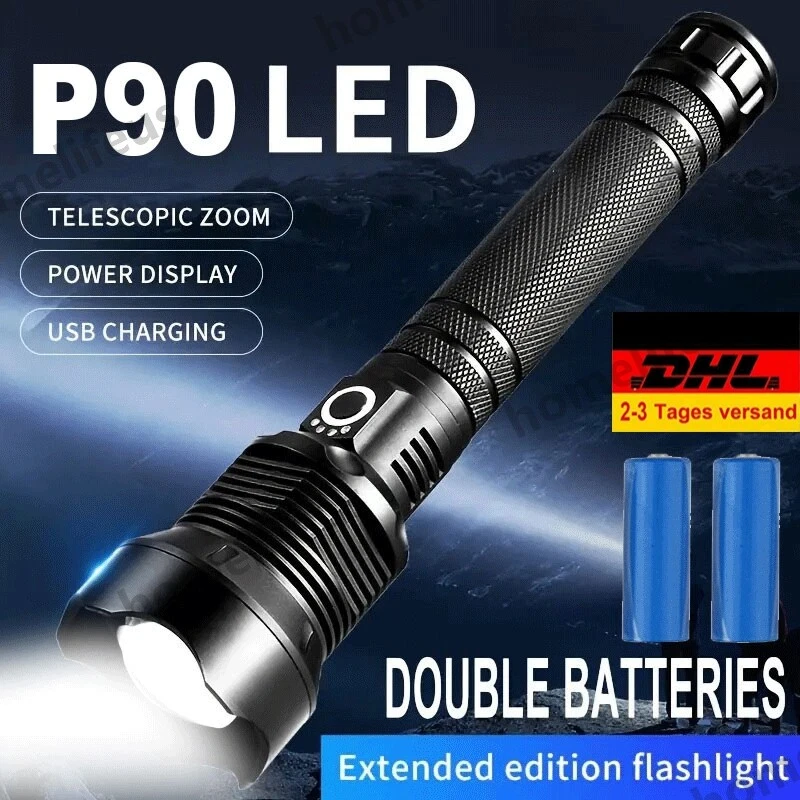 MARKENLOS 35000000 Lumen Taschenlampe XHP90 LED 8000 Meter Taktisches Fackel Arbeitslicht