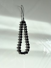 Black Beaded Phone Wrist strap, Iridescent Wrist Strap, Camera Strap, 7-8inches