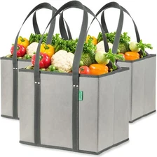 Reusable Grocery Bags (3 Pack) – Heavy Duty Reusable Shopping Bags with Box Sh