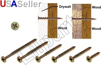 LILPARTS Yellow Gold Zinc Anodized Bugle Phillips Head Wood Dry Wall Screws #6 #8 #10