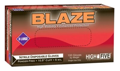 Microflex MFXN483 High Five Blaze 105'' Nitrile Exam Gloves, Large, 100 Gloves