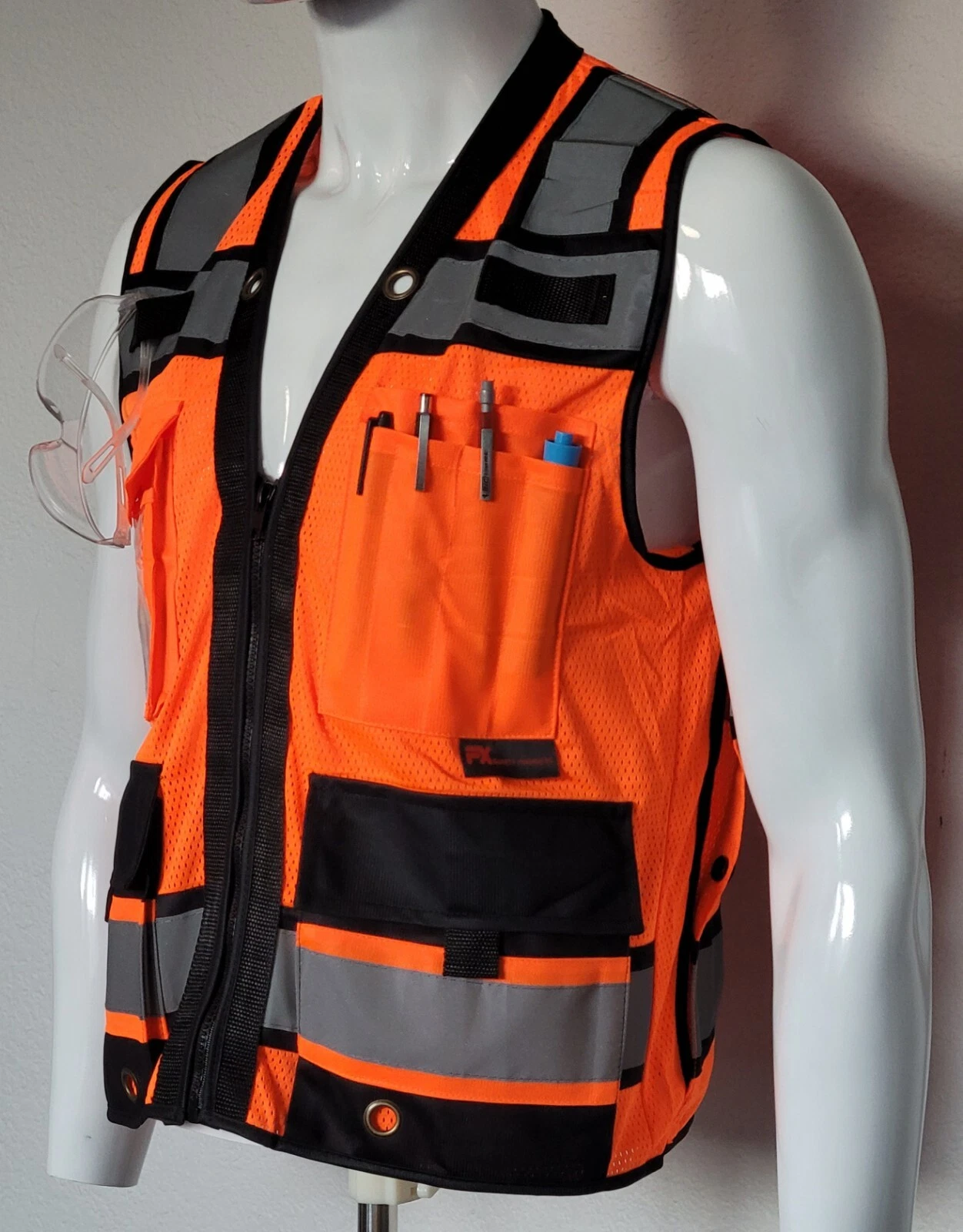 FX Heavy Duty Surveyors Safety Vest with Zipper, Large Plan Pocket image 3