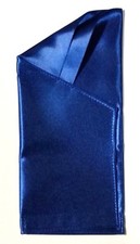 POCKET SQUARE Royal Blue Satin Dbl Fold Angled Point - Pre-folded  Sewn