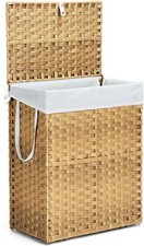 HOMEFLA Woven Laundry Basket Lid 90L Hamper Foldable Rattan Clothes Hamper