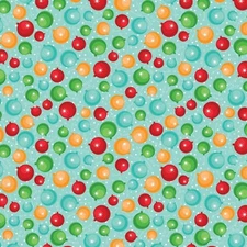 Christmas Cheer Fabric - Ornaments Bulbs on Blue - Patrick Lose Springs YARD