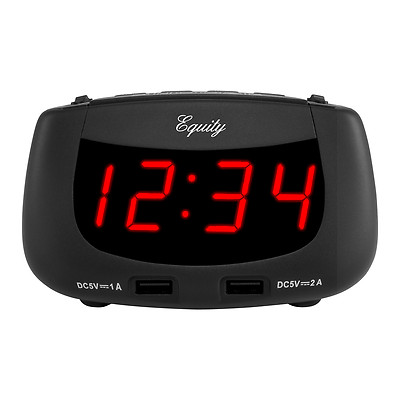 30416 Equity by La Crosse 0.9'' Red LED Display Dual USB Digital Alarm Clock