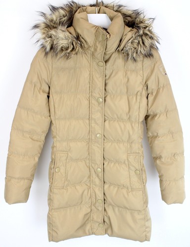 Tommy Hilfiger Chaqueta Mujer XS Down Acolchado Desmontable Borde Piel Sintética