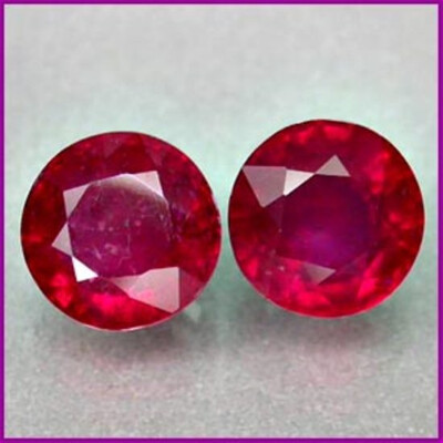 AAAA - NATURAL RUBY- RUBINO CT 4.55 PAIR SI TOP RED COLOR  ROUND CUT  MADAGASCAR