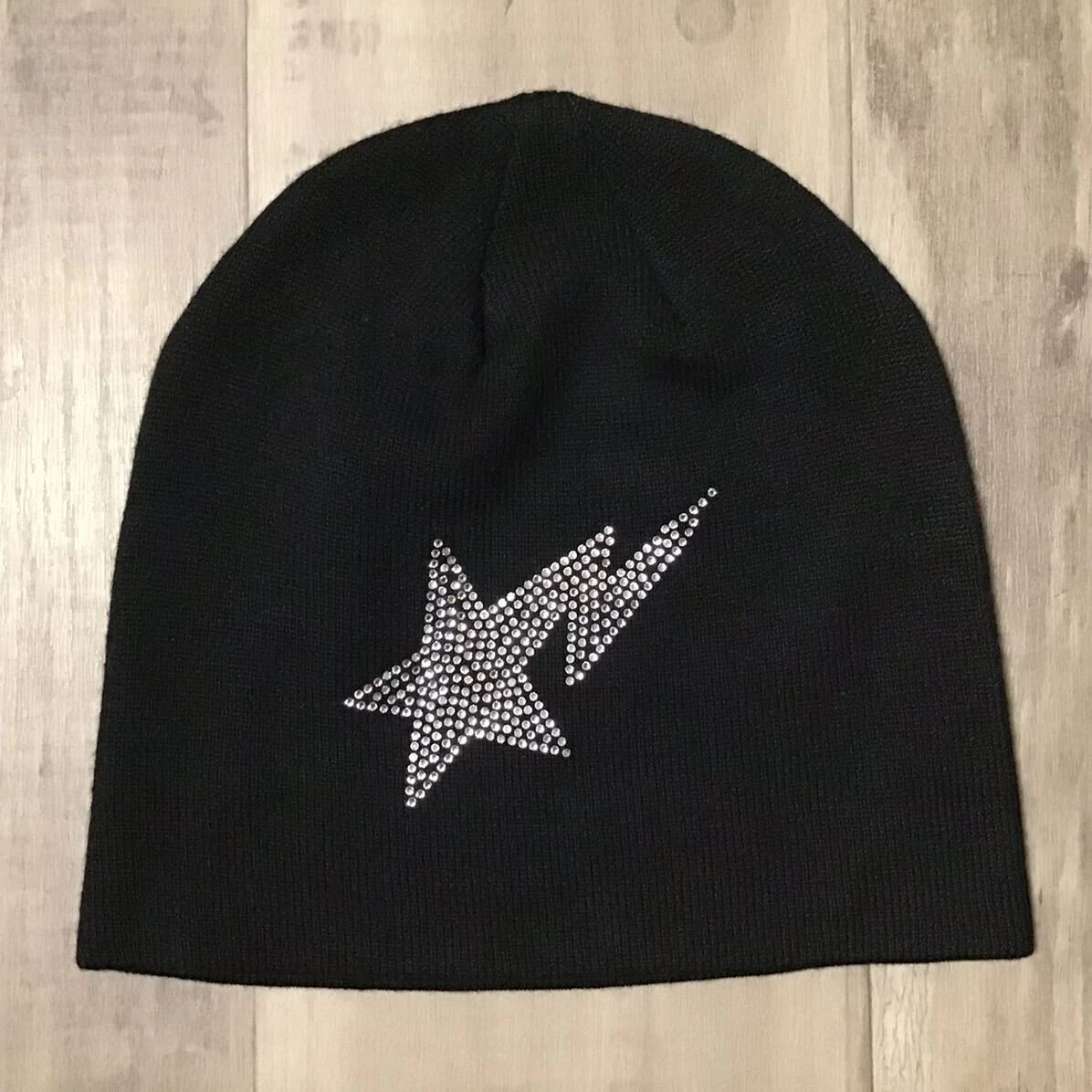 Crystal Stone BAPE STA LOGO beanie knit cap APE STAR Black A