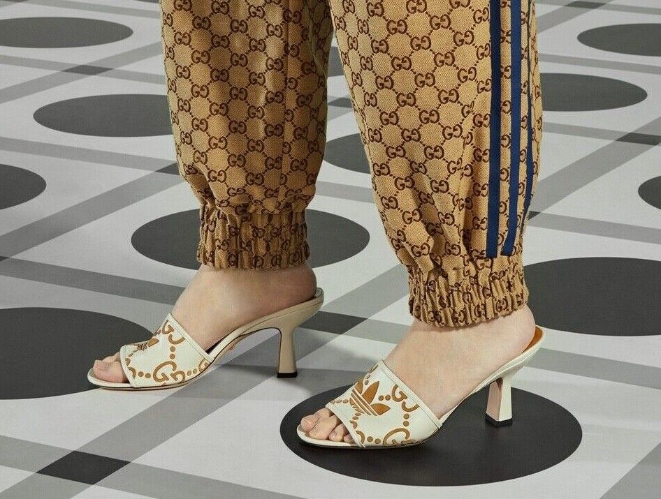 NIB Women's Gucci X Adidas Leather Logo Pumps Sandals Shoes NIB Women's Gucci X Adidas Leather Logo Pumps Sandals Shoes