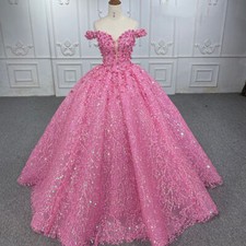 Off the Shoulder Quinceanera Dresses Glitter Beaded Sweet 15 16 Party Ball Gowns