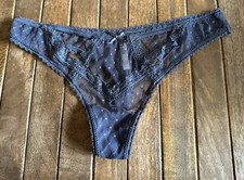 Vtg Charlotte Russe M/L Sheer Lace Blue/Gray Bikini Panties