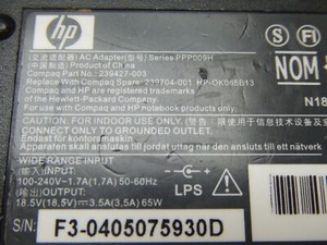 Netzteil HP PPP009H/239427-003 Adapter 18,5 V 3,5 A AC/DC Kabel für Laptop