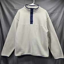 Sierra Sport Made In USA Snap Button 1/4 Synchilla Beige Fleece Sweater Medium
