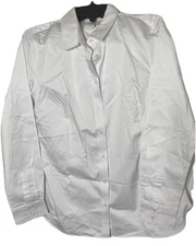 Banana Republic Factory Tailored Women's 12 White Cotton Button Front Shirt NWT