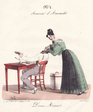 Amoreux Couple Love Cartoon Lithograph 1826
