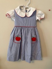 Marco Lizzy Blue Gingham Apple Patch Dress 4T
