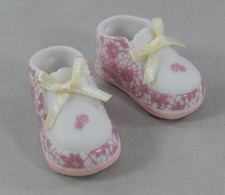Vintage Enesco Girls Baptism Day Porcelain Baby Booties Shoes Unused M0250