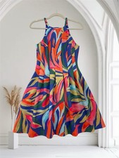 Vince Camuto Sleeveless Multi Print Fit & Flare Scuba Knit Dress Women’s Size 2