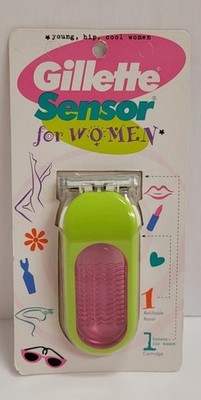 Gillette Sensor For Women Vintage 1997 Razor & Refill Cartridge Pack Green New