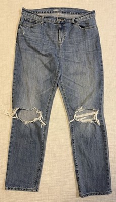Old Navy Boyfriend Mid Rise Jeans Distressed Medium Wash Women Size 8