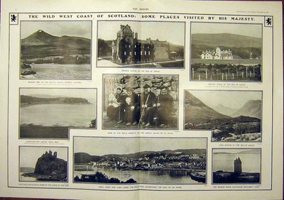 Original Old Antique Print King Coast Scotland Brodick Castle Lodge Arran 1902