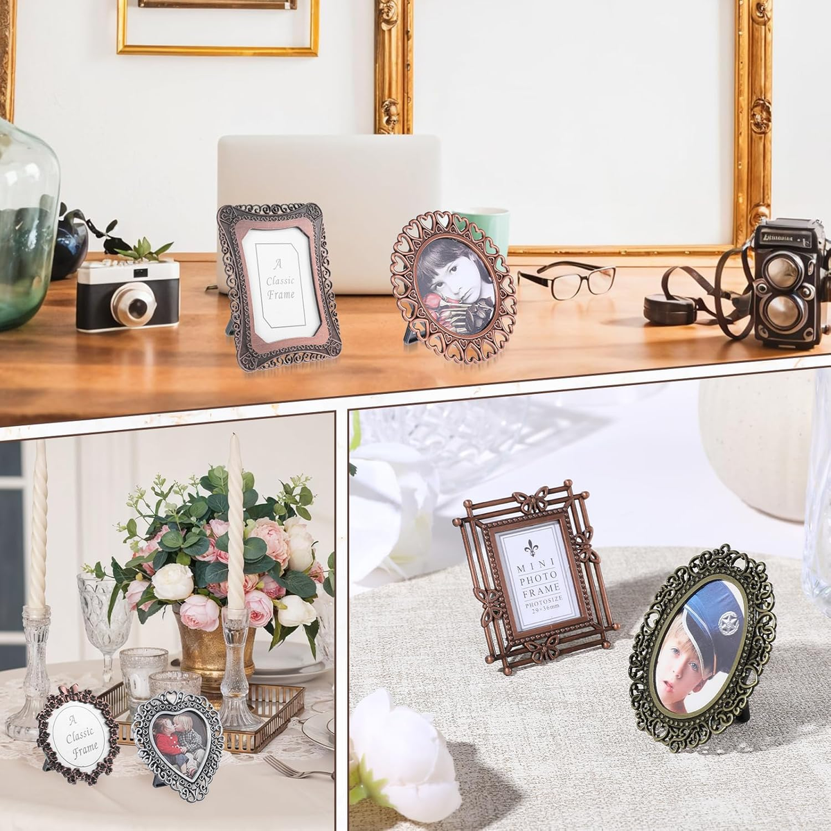 6 Pcs Mini Vintage Picture Frame,1 Inch Size Picture Frames Tiny