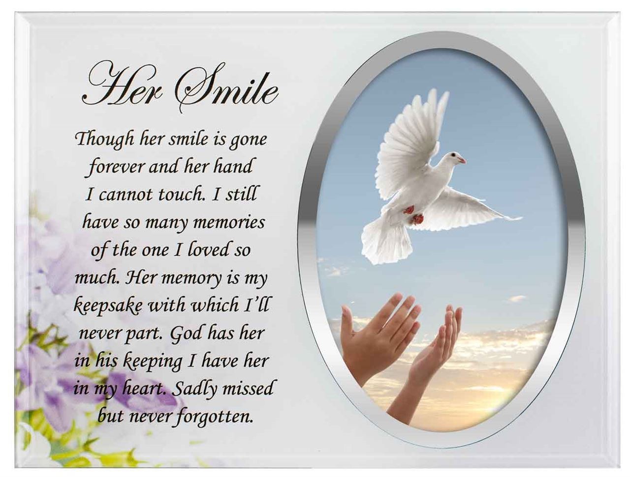 Memorial Plaque Photo Frame Holder Glass Mum Wife Sympathy Funeral Gift