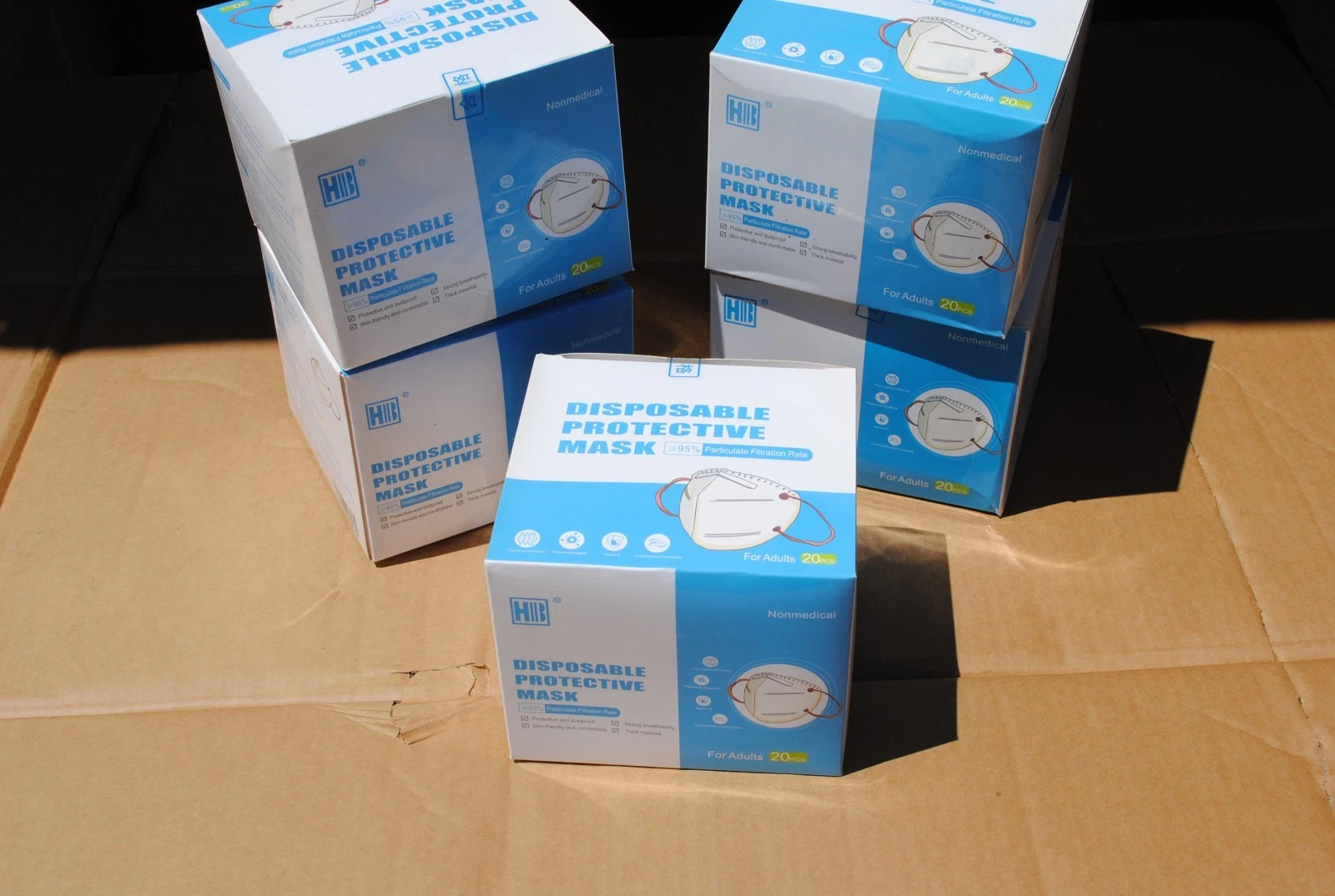 100 KN95 Disposable Adult Face Masks 5 Layer Ear Loop Free Shipping