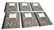 6 Pack of Universal Composition Book College Rule Black Marble Cover 100 Sheets
