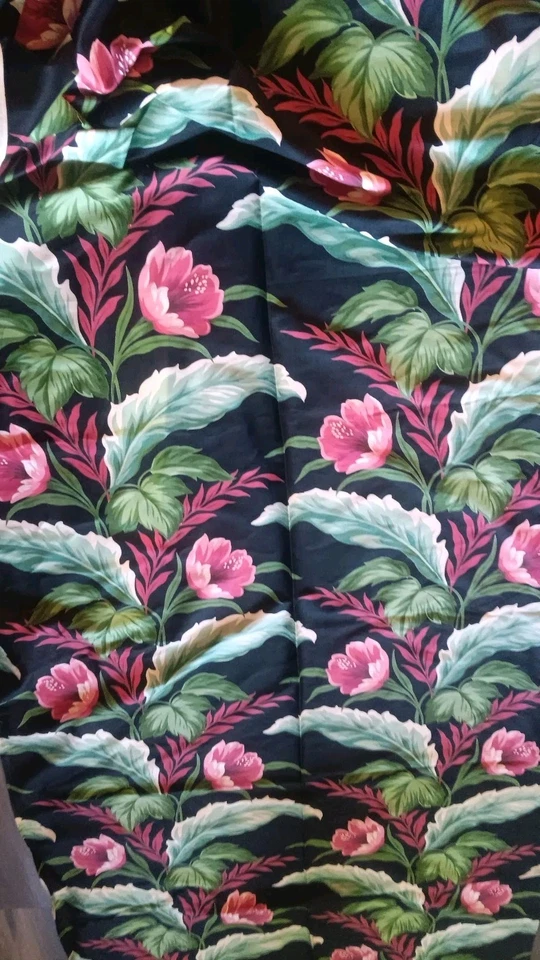 VintageTropical Floral Drapery Decor Fabric 46 x 10 yds Montrey Barkcloth Era? - Image 4 of 4