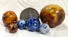 Vintage Handmade Blue Green Brown Bennington Marble Lot Shooter Small Large