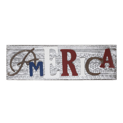 Alpine Corporation Iar162 Indoor Outdoor Wood And Metal America Plaque Wall