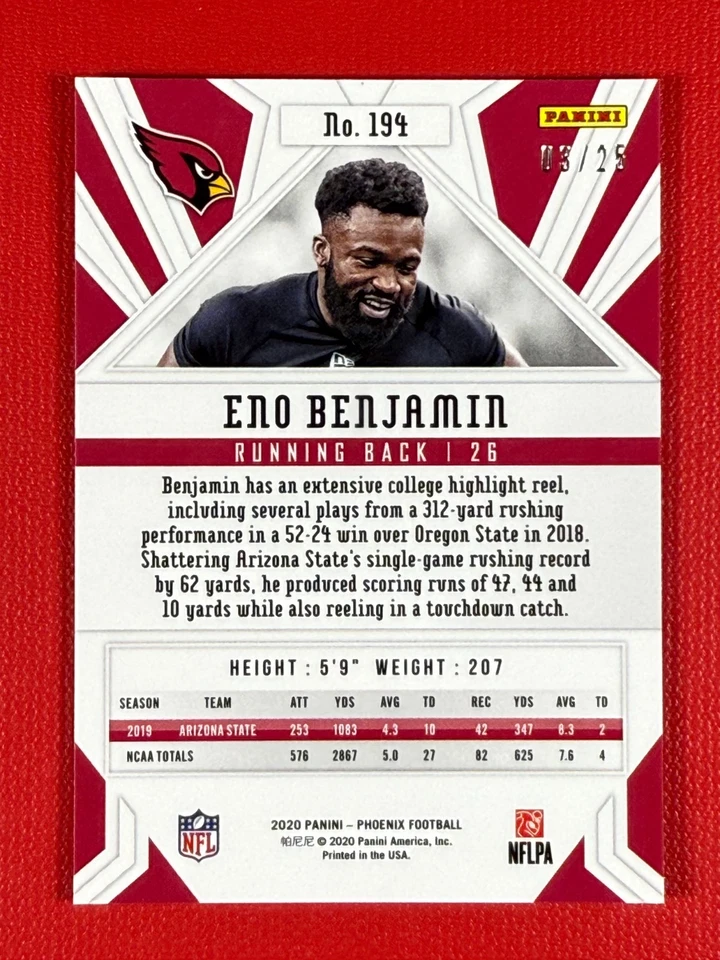 2020 Panini Phoenix - Eno Benjamin #194 Green /25 (RC) - Image 2 of 2