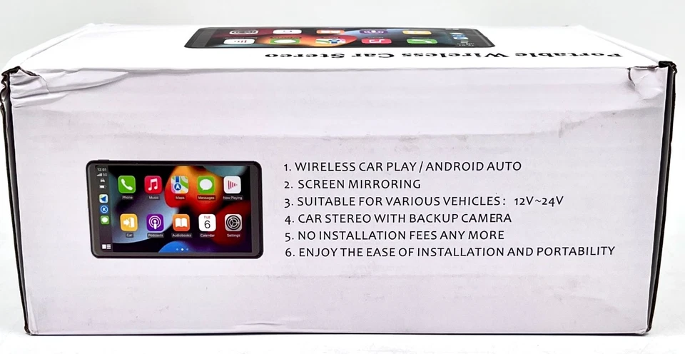 Portátil Inalámbrico Coche Estéreo, Pantalla Táctil 7", Apple Carplay, Android Auto Foto 2 de 4