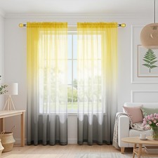 Yellow Curtains for Living Room 84 52"W x 84"L Pack of 1 , and Gray