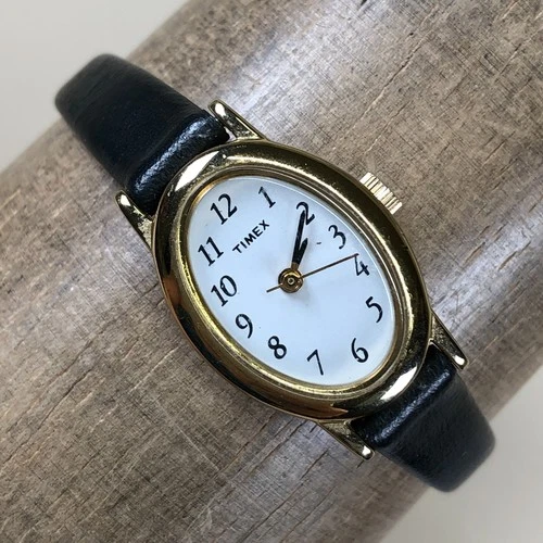 Vintage Timex Cavatina Women T21912 Dress Leather Oval Quartz 18mm Watch 6 1/2"