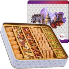 1.1 Lb Assorted Premium Baklava Pastry Gift Box Halal Snacks, 500 Gr in a Met...