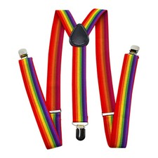 Rainbow Suspenders, Adjustable Elastic Y-Back Style Suspenders with Strong