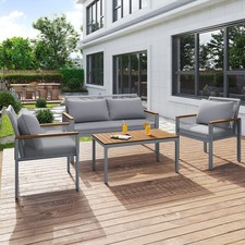Garden Lounge Set, Garden Furniture Set With Comfortable Cushions, Double Sofa, 