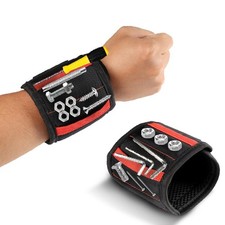 Magnetic Wristband for Holding Screws, Nails  Tools, Strong Magnets, Red