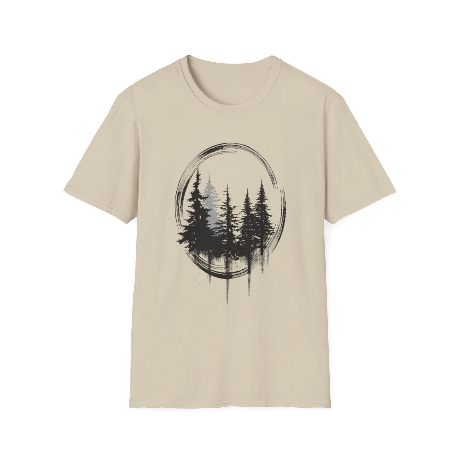 Nature Tree Hiking T-Shirt, Outdoor Woods Tee, Unisex Softstyle Shirt