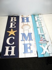 Beach House decor wall hanging signs lot of 3 in Great shape ready to hang