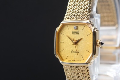 Seiko Exceline 1221-0180 クォーツ ヴィンテージ腕時計 Vintage Seiko Exceline 1221 0180 Integrated Bracelet Lady Quartz