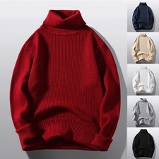 Men Plain Turtleneck Knitted Sweater Pullover/Winter Warm Jumper Knitwear Tops  M